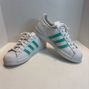 Adidas Superstar II White and Mint Green Sneakers size US8